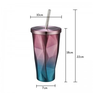 16oz resemugg | Rostfritt stål koppar Flaska isolerade kopp kaffe ismugg bil te kopp med halm dricka flaska