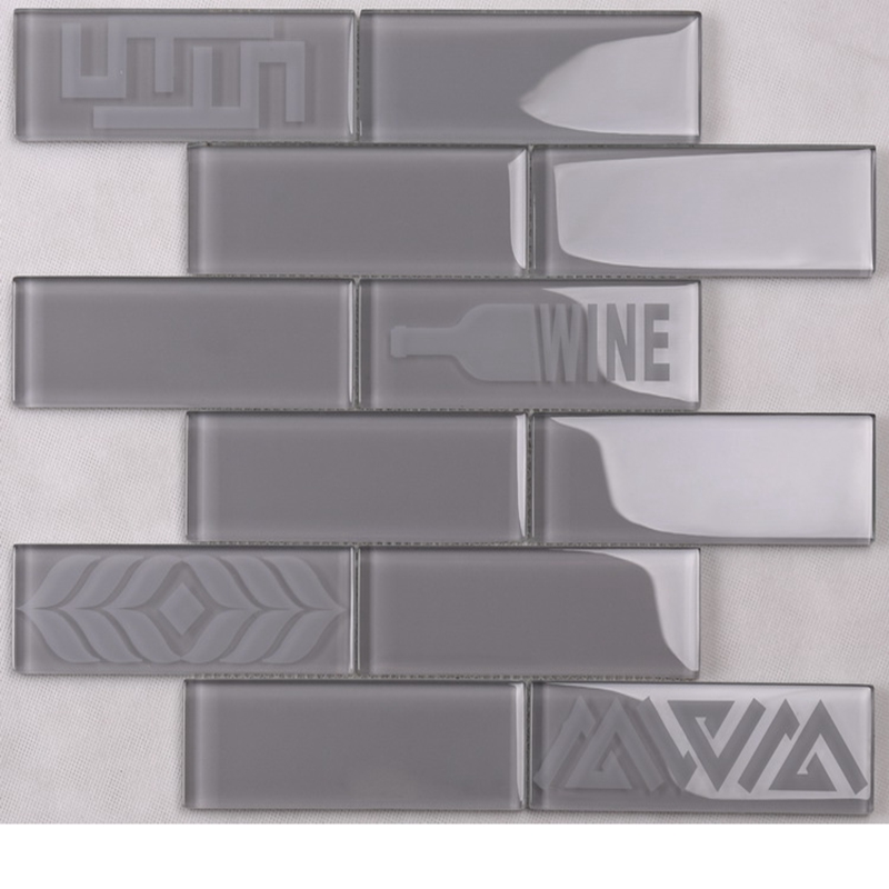 HSP53 Hot Sale Kök Badrumsmönster Glas Tegel Mosaik Subway Tile Grey