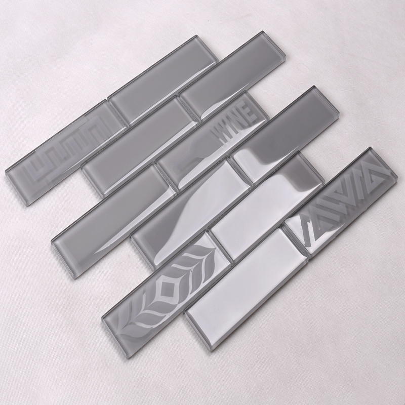 HSP53 Hot Sale Kök Badrumsmönster Glas Tegel Mosaik Subway Tile Grey