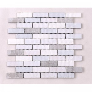 Modern design Grey Strip Glass Mix Marmor och stenmosaikdekorationsväggar Kakelplatta tillbaka