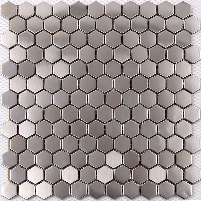 Premium högkvalitativ Hexagon rostfritt stål metall mosaik kök stänk baksida