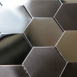 3D svart mosaiktegelplatta Hexagon Metal Rostfritt stål Mosaik kök Badrumsbacksplash
