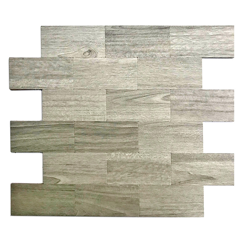 3D Wood Fashion Style Subway Mix Aluminium Mosaico Tile Peel Och Stick Backsplash-plattor