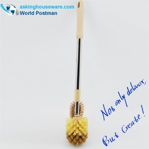 Akbrand toalettskålborste Elastiskt rostfritt stålrör med liten multifunktionell rengöringsborste