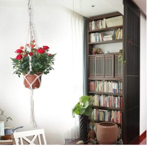 Handgjorda bomullsrepväxthängare för presentrunda och fyrkantiga krukor (kruka ingår inte)