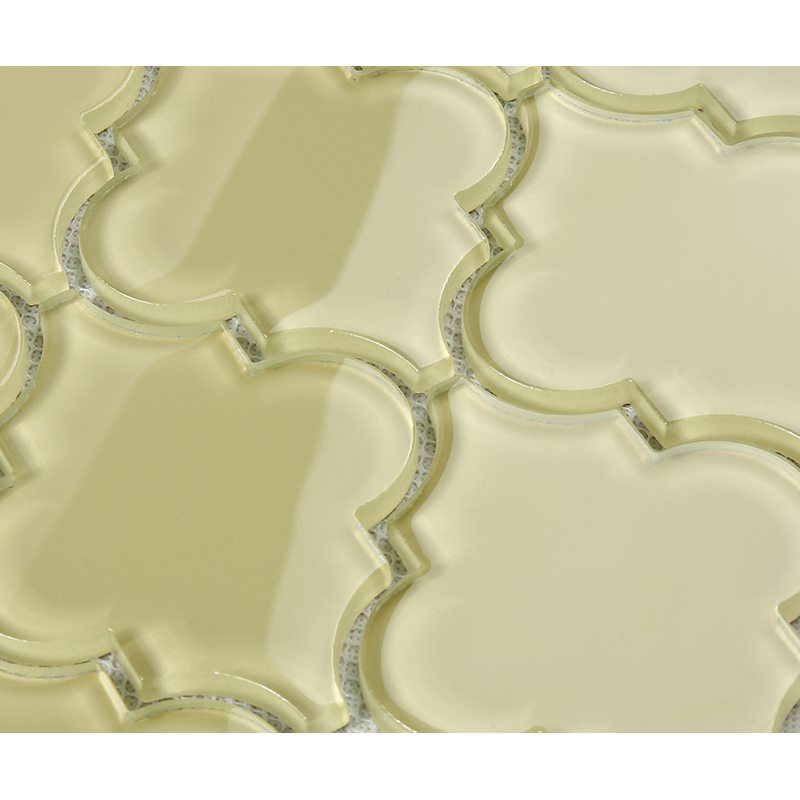 Ljus gul lykta Waterjet Arabesque glas duschrum vägg badrum mosaikplattor