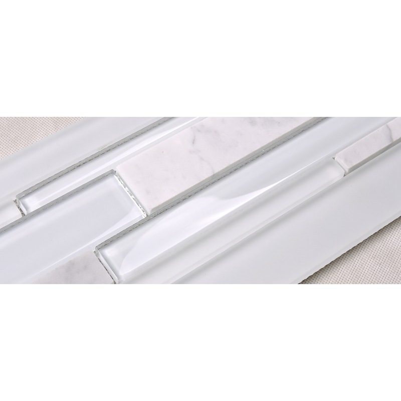HSD131 Hot Sale senaste design Vit Carrara Marmor Blandat glas Mosaik Kök Backsplash Subway Tile