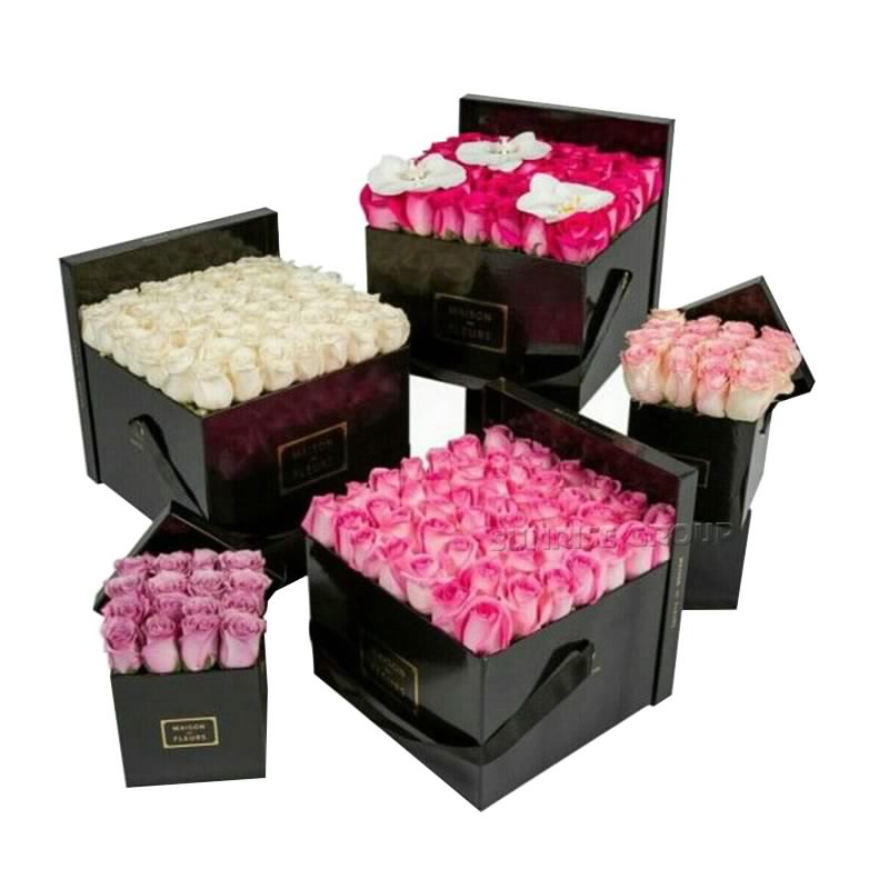 Kubpapper tryckt guldfolielogo Blomma presentförpackning