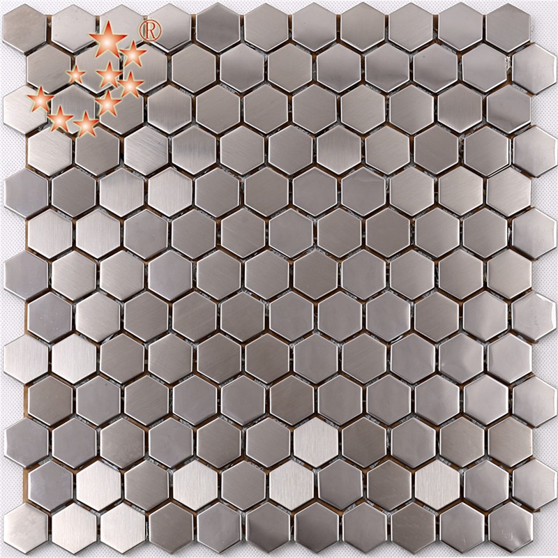 SA16 Premium högkvalitativ Hexagon rostfritt stål metall mosaik kök Splash Back Tile