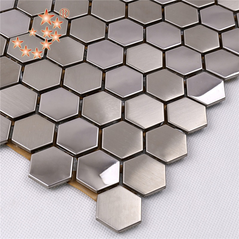 SA16 Premium högkvalitativ Hexagon rostfritt stål metall mosaik kök Splash Back Tile