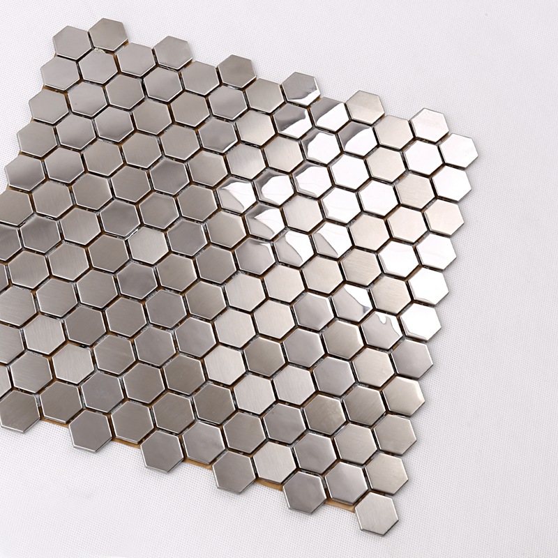 SA16 Premium högkvalitativ Hexagon rostfritt stål metall mosaik kök Splash Back Tile