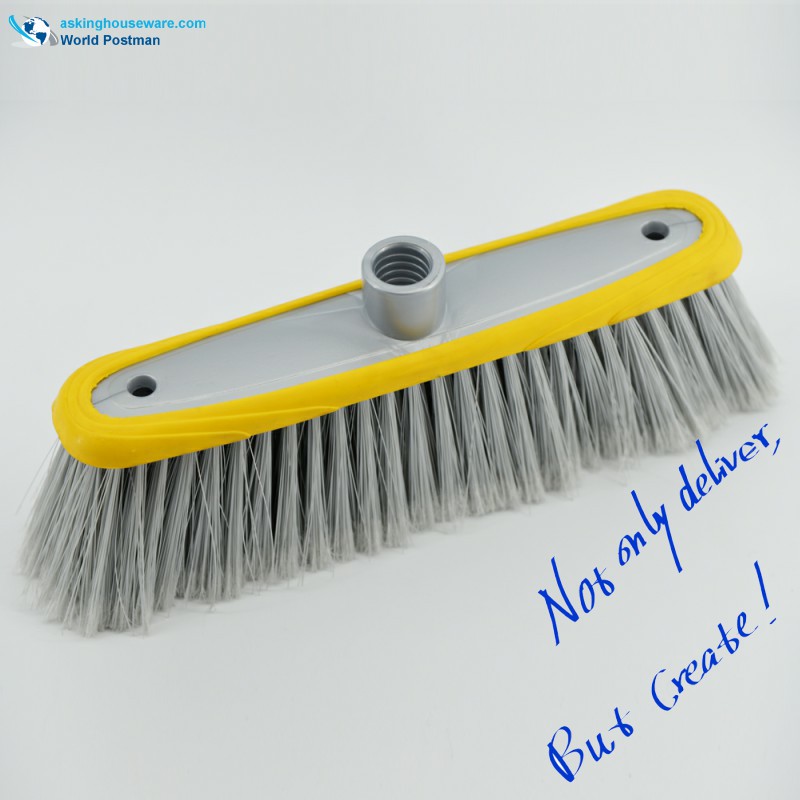 Akbrand Round Rim Plastic Broom Head med tjocka mjuka TPR Bordure dubbla hål i borstbrädan