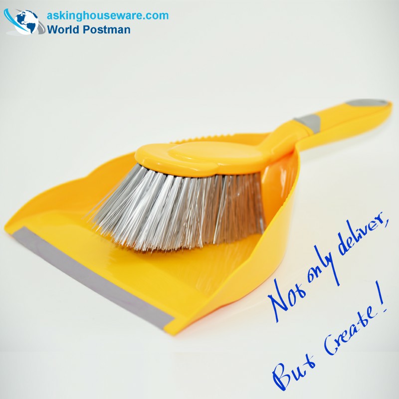 Akbrand Dustpan Brush Broom med TPR mjuk Dustpan Entré och TPR mjuk handtag