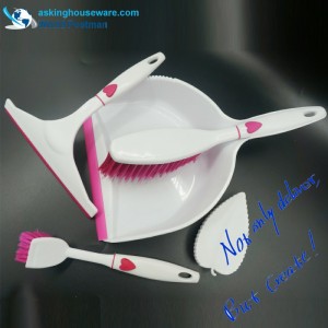 Akbrand med hjärtaform dekoration dammskydd borste kvast fönster skrapmaskin borste skurborste 4in1 rengöringsverktyg set