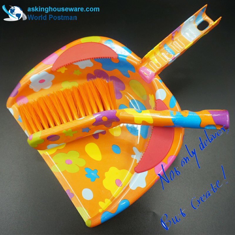 Akbrand Yellow Flower Water Mark Dustpan Brush Broom med PVC Line vid Dustpan Entré