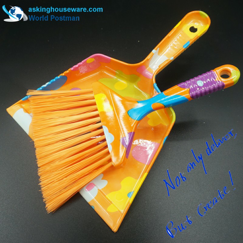 Akbrand Yellow Flower Water Mark Stegeformad Dustpan Brush Small Broom