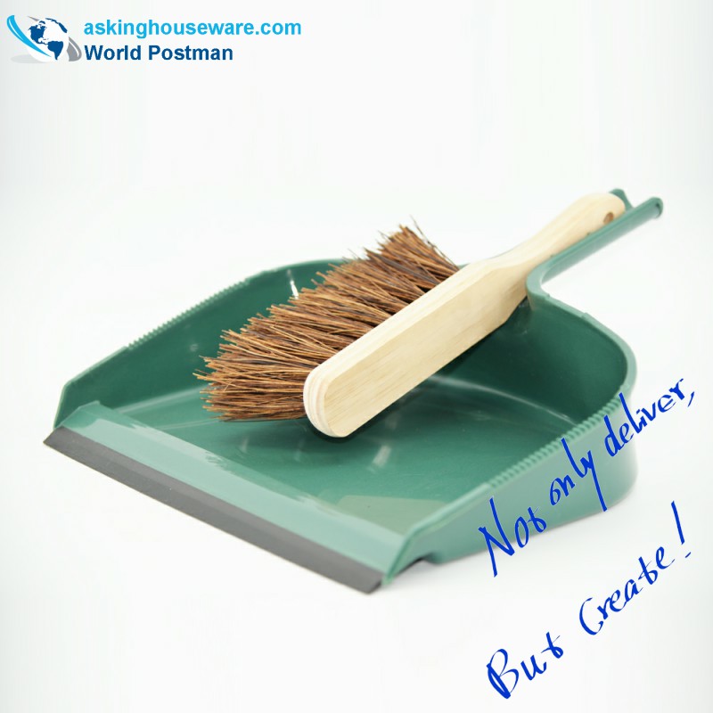 Akbrand Big Size Dustpan Brush med plastborst eller kokosnötborste och träborste