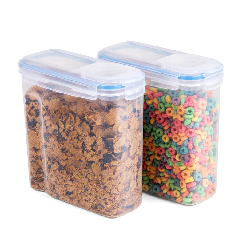 100% läcktätande tätningslock Plast BPA-fri spannmål och torr matlagring Behållare för spannmål Mjöl Mjölksuppsättning av 2 st x 4,0 L