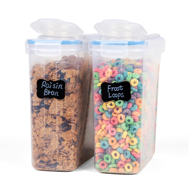 100% läcktätande tätningslock Plast BPA-fri spannmål och torr matlagring Behållare för spannmål Mjöl Mjölksuppsättning av 2 st x 4,0 L