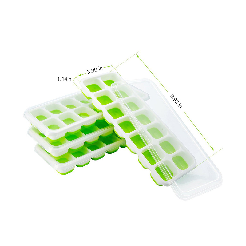 BPA gratis matsäkerhetssilikon 4-pack 14-Ice Cube-brickor med lock