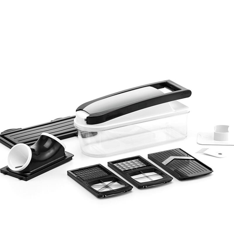 4IN 1 Vegetabilisk chopper Mandoline Slicer - Glasbehållare Spiralizer Vegetabilisk skivdiskare