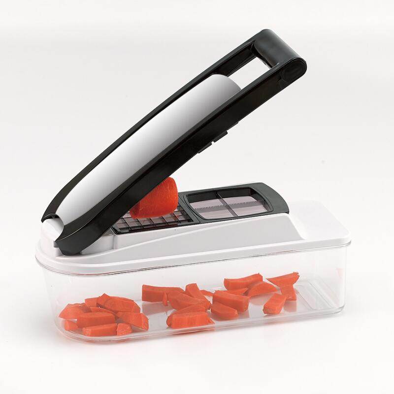 4IN 1 Vegetabilisk chopper Mandoline Slicer - Glasbehållare Spiralizer Vegetabilisk skivdiskare