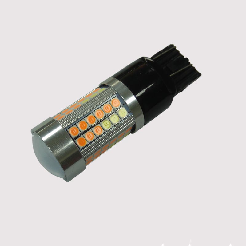 Inbyggd super canbus-felfri real 21 / 5W 3030SMD Dubbel färgomkoppling bay15d 1157 7443 3157 led drl och blinkljus