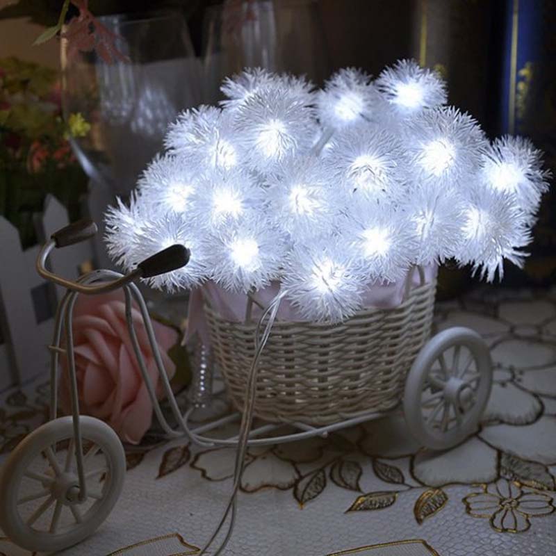 LED-snö Pompon stränglampor Färgrepsljus Dekorationer till jul / semester / bröllop / fest