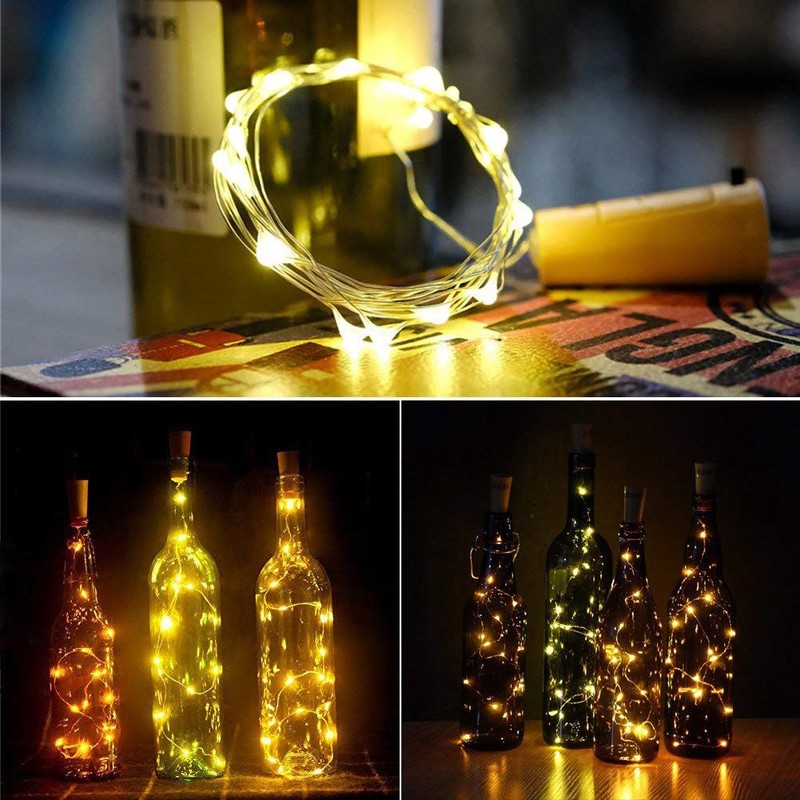 Varm försäljning korklampor för vinflaska, vinflasklampor 6,5ft 20 LED vinkorkstrålkastare för glasmästare