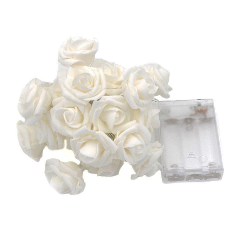 10 / 20LEDs Batteridrivna LED-rosblommor Stringlampor Julfe-ljus Valentine Wedding Holiday Party Decoration