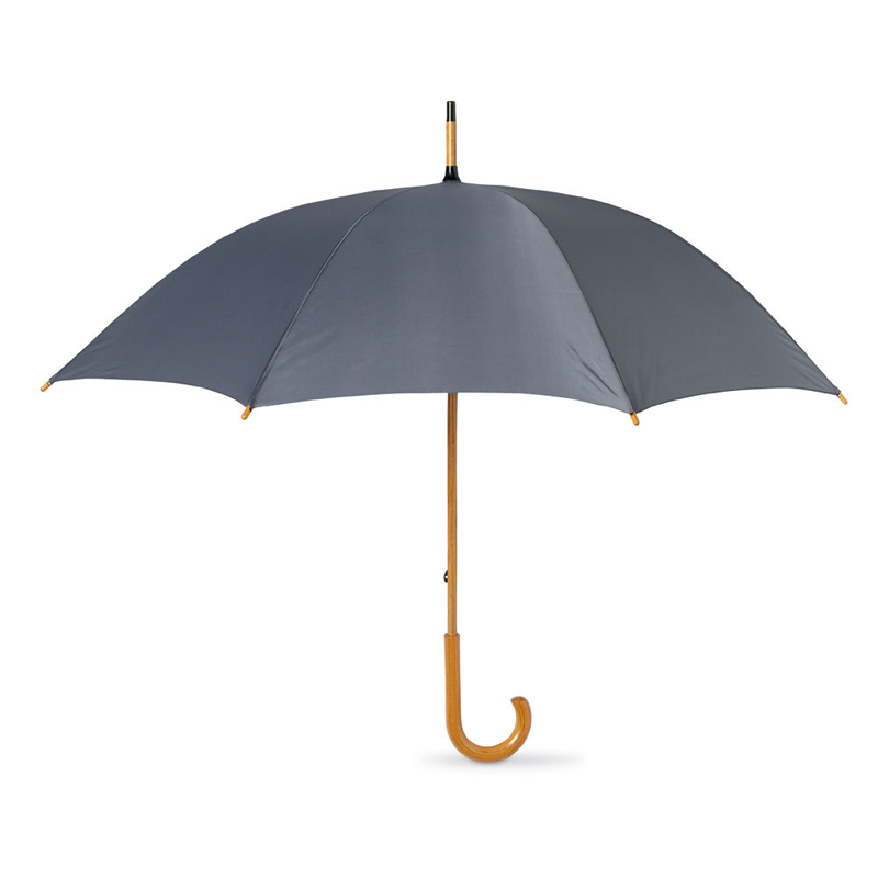 Högkvalitativt auto-rak paraply med böjd trähandtag