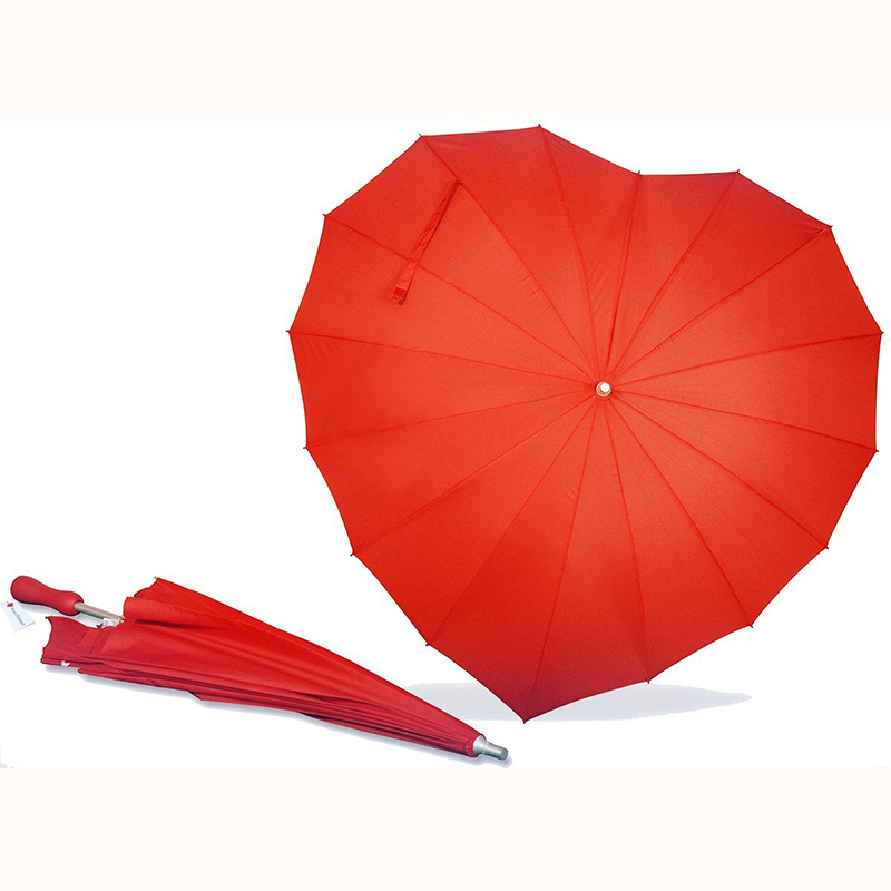 Hjärtaformat manuellt öppet paraply Paraply av aluminiumaxel