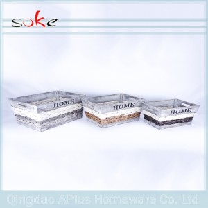 Naturligt PE-rottinghandtag vävd förvaringsfack