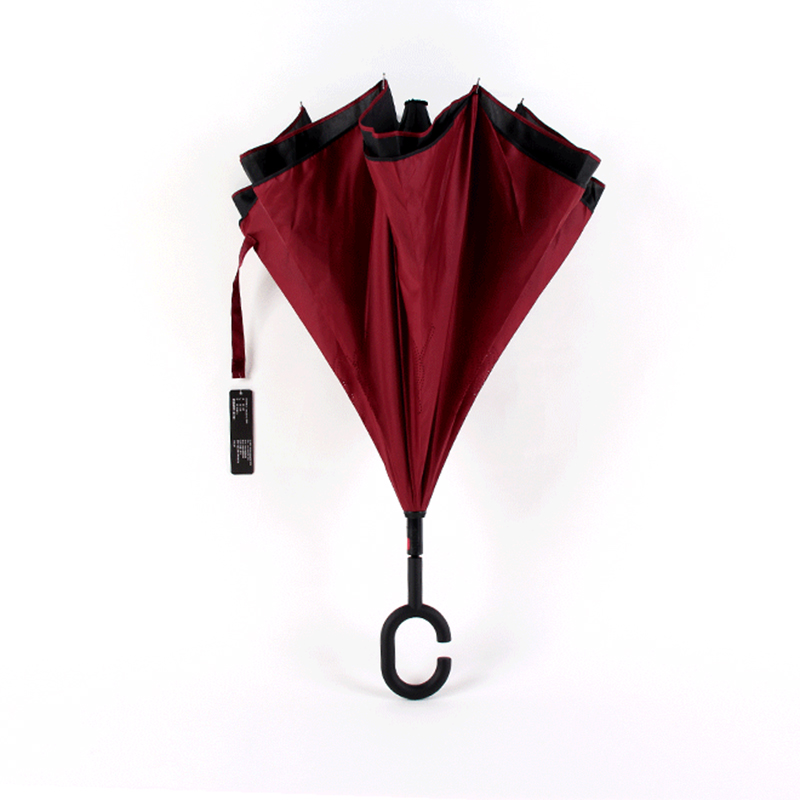 Populärt marknadsförings- och reklammaterial med paraply med dubbla lager tyg med C-format handtag