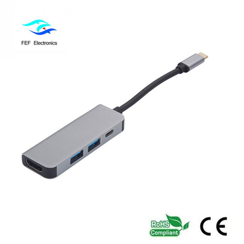 USB-typ c / HDMI-hona + 2 * USB3.0 Hona + SD + TF-omvandlare-kod: FEF-USBIC-022