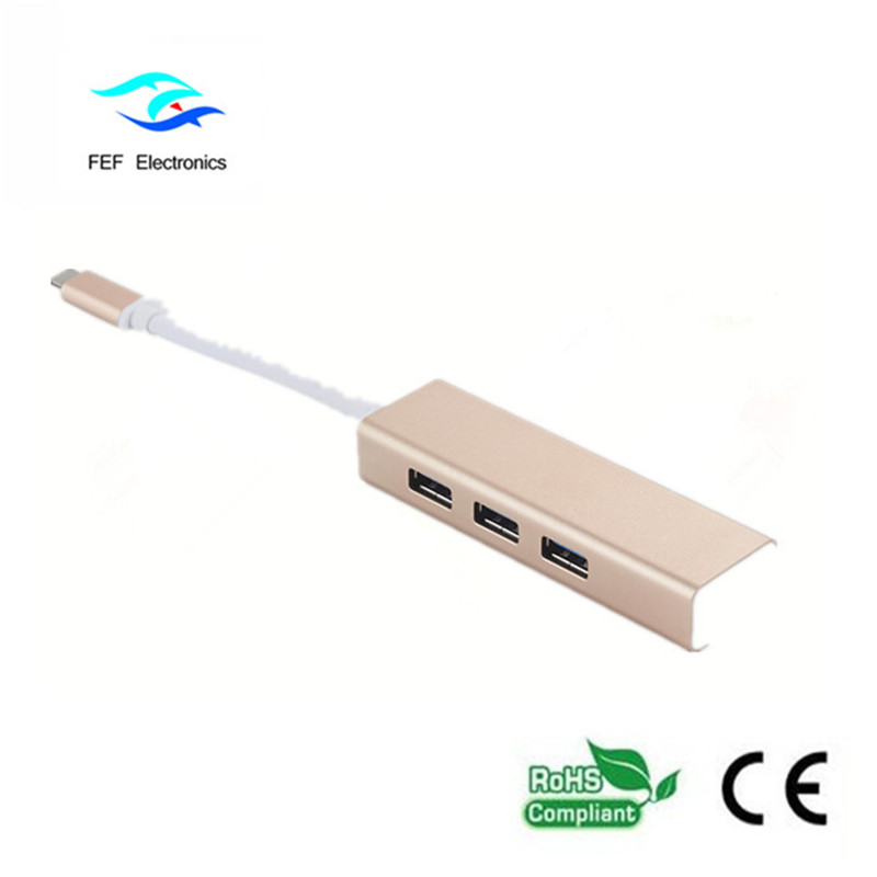 USB 3.1 Typ c till RG45 kvinnlig Gigabit Ethernet + 3 * USB2.0 kvinnlig ABS-skal Kod: FEF-USBIC-016