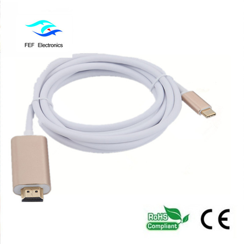 USB-typ c till HDMI-manlig omvandlare ABS-skalkod: FEF-USBIC-013