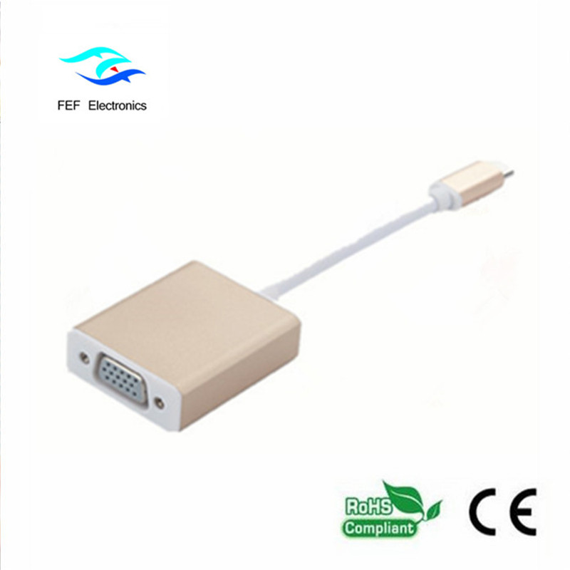 USB 3.1 Type-C hane till VGA kvinnlig omvandlare Kod: FEF-USBIC-002