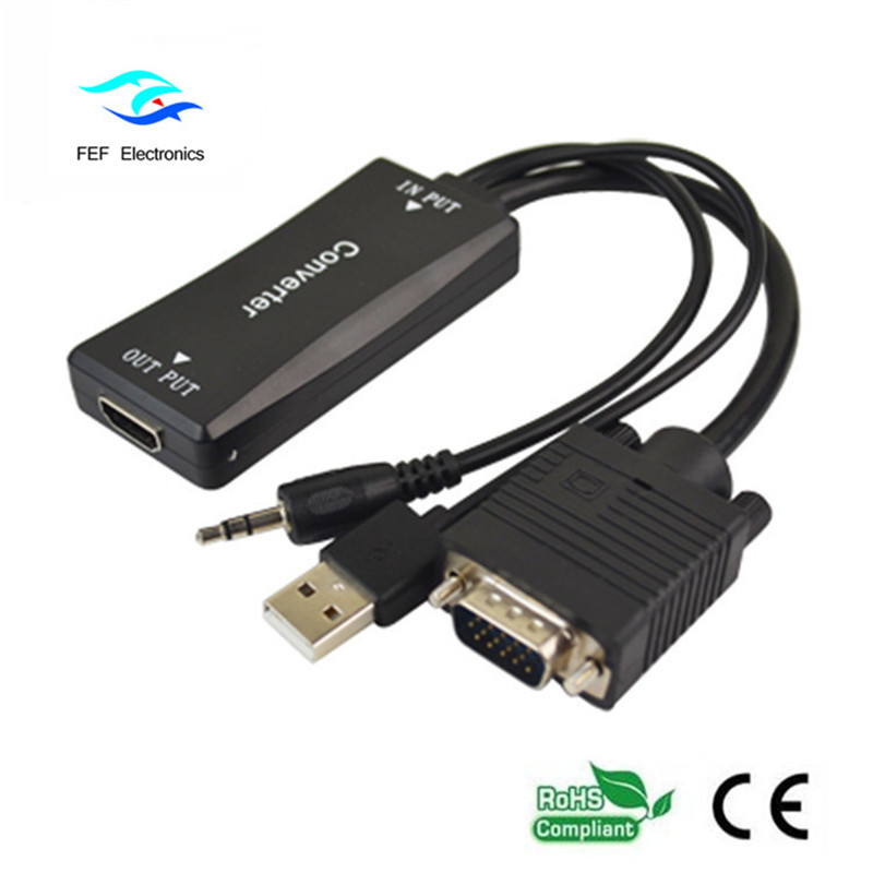 VGA hane till HDMI hona + Audio + USB strömförsörjningskod: FEF-HIC-011