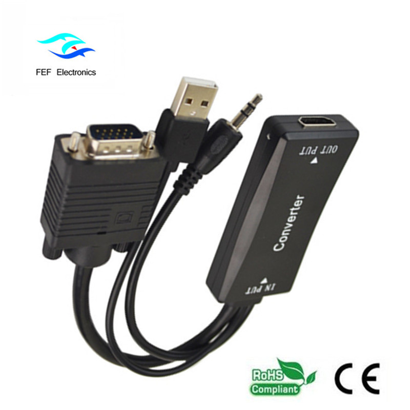 VGA hane till HDMI hona + Audio + USB strömförsörjningskod: FEF-HIC-011