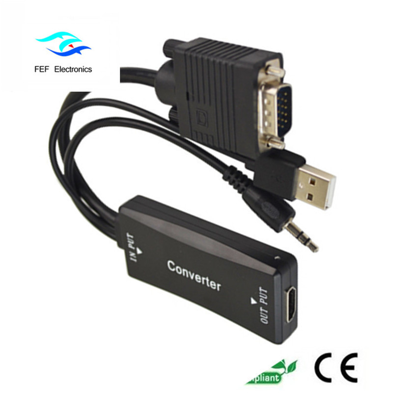 VGA hane till HDMI hona + Audio + USB strömförsörjningskod: FEF-HIC-011