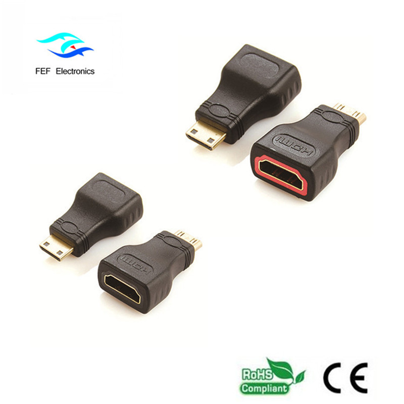 HDMI hona till mini HDMI hane adapter guld / nickelpläterad Kod: FEF-H-022