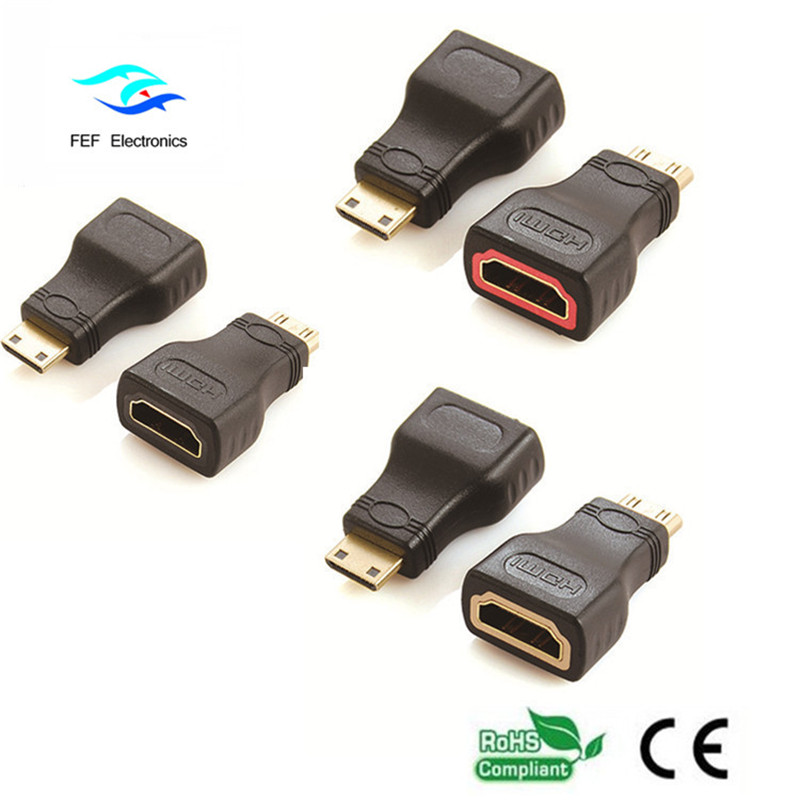 HDMI hona till mini HDMI hane adapter guld / nickelpläterad Kod: FEF-H-022