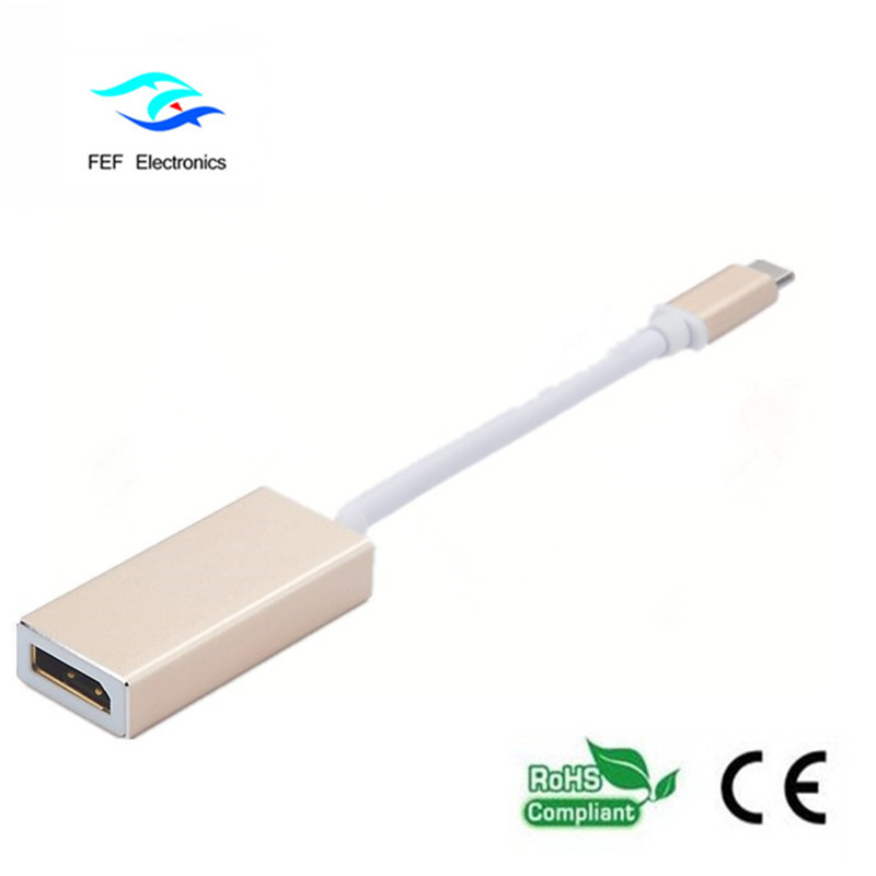 USB TYPE-C för Displayport kvinnlig omvandlare Metallfodralskod: FEF-USBIC-004