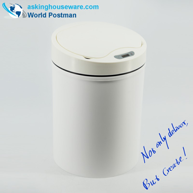 AKbrand Hushålls automatiska induktiva avfallsbehållare med elladdare, iskrämad vit, 15 liter