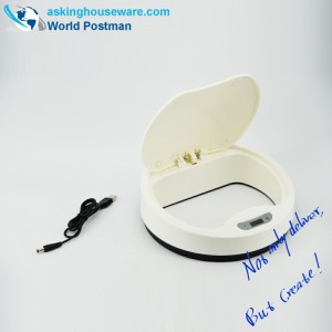 AKbrand Hushålls automatiska induktiva avfallsbehållare med elladdare, iskrämad vit, 15 liter