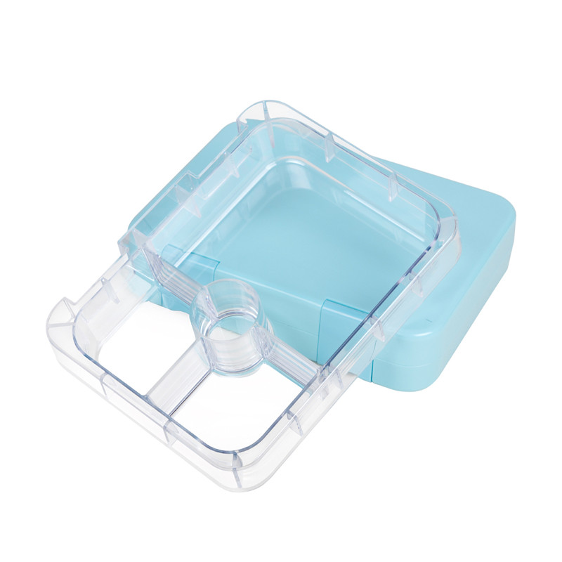 Läcktät Bento Lunchboxbehållare för barn och vuxna, blå färg, 4 fack