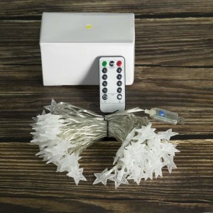 Strålkastare, Rymbo 34ft inomhus- / utomhusstjärnformar-lampor LED-varma vita blinkande lampor \u0026 USB-driven och genomskinlig strängkabel och fjärradapter