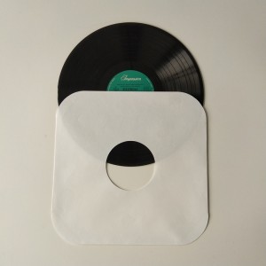 12 Vitbok LP-skivhylsa 33 varv per minut runda hörn med hål