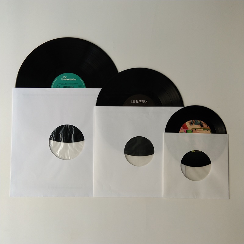 33RPM White Paper Record Inner sleeves Polylined With Hole for 12 Vinyl Record